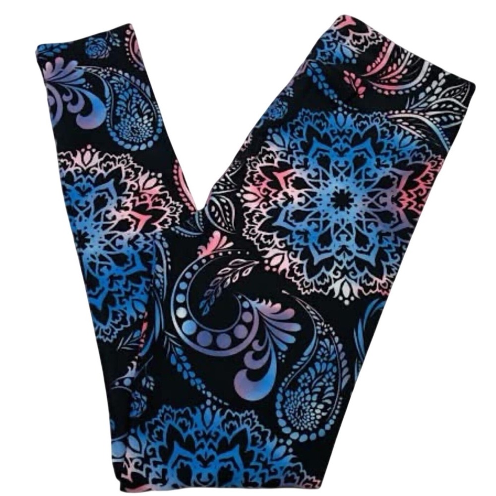 LuLaRoe Womens Leggings Size TC Black Blue Pink Mandala Paisley Tall & Curvy NWT
